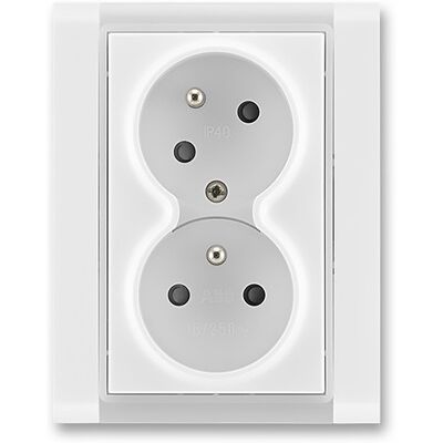 Zásuvka 230 V dvojnásobná kompletní ABB Time IP 40 bílá, ledová bílá Zásuvka 230 V dvojnásobná kompletní ABB Time IP 40 bílá, ledová bílá