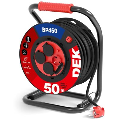 Kabel prodlužovací gumový na bubnu s pevným středem DEK BP450 50 m 1,5 mm2 IP 44 Kabel prodlužovací gumový na bubnu s pevným středem DEK BP450 50 m 1,5 mm2 IP 44