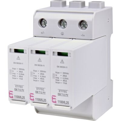 Svodič přepětí DC T1+T2 ETI ETITEC EM T12 PV 1100/6,25 Y Svodič přepětí DC T1+T2 ETI ETITEC EM T12 PV 1100/6,25 Y