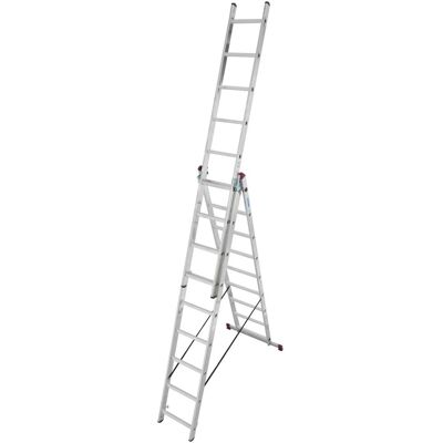 Univerzální žebřík Corda - Stříbrný - 3x9 Příček - 250cm Univerzální žebřík Corda - Stříbrný - 3x9 Příček - 250cm
