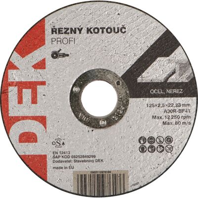 Kotouč řezný DEK PROFI 125×22,23 mm 2,5 mm Kotouč řezný DEK PROFI 125×22,23 mm 2,5 mm