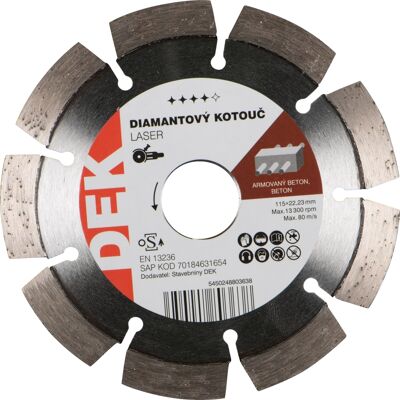 Kotouč řezný DIA DEK LASER RED 115×22,23 mm Kotouč řezný DIA DEK LASER RED 115×22,23 mm