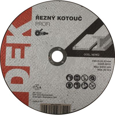 Kotouč řezný DEK PROFI 230×22,23 mm 3 mm Kotouč řezný DEK PROFI 230×22,23 mm 3 mm