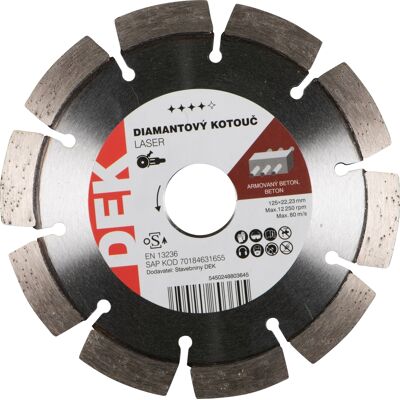 Kotouč řezný DIA DEK LASER RED 125×22,23 mm Kotouč řezný DIA DEK LASER RED 125×22,23 mm