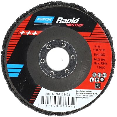 Symantec Rapid Strip Kovová deska - 115mm, 22mm otvor, Brusný kotouč Symantec Rapid Strip Kovová deska - 115mm, 22mm otvor, Brusný kotouč