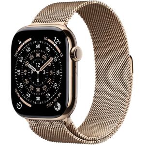 Apple Watch Series 11 GPS + Cellular 46mm zlaté titanové pouzdro se zlatým milánským tahem - S/M Apple Watch Series 11 GPS + Cellular 46mm zlaté titanové pouzdro se zlatým milánským tahem - S/M