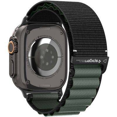Řemínek pro Apple Watch 49mm/46mm/45mm/44mm Spigen Fabric Band (Hook) - černo-zelený Řemínek pro Apple Watch 49mm/46mm/45mm/44mm Spigen Fabric Band (Hook) - černo-zelený