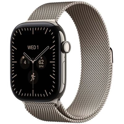 Apple Watch Series 12 • GPS + Cellular • 42mm pouzdro z přírodního titanu • Přírodní milánský tah Apple Watch Series 12 • GPS + Cellular • 42mm pouzdro z přírodního titanu • Přírodní milánský tah
