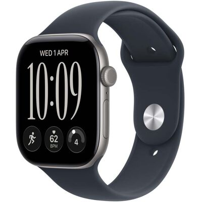 Apple Watch Series 12 • GPS + Cellular • 46mm pouzdro z vesmírně šedého hliníku • Námořnicky modrý sportovní řemínek – M/L Apple Watch Series 12 • GPS + Cellular • 46mm pouzdro z vesmírně šedého hliníku • Námořnicky modrý sportovní řemínek – M/L