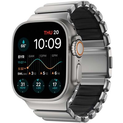 Řemínek pro Apple Watch 45/46/49 mm Nomad Stratos Band FKM - stříbrný Řemínek pro Apple Watch 45/46/49 mm Nomad Stratos Band FKM - stříbrný