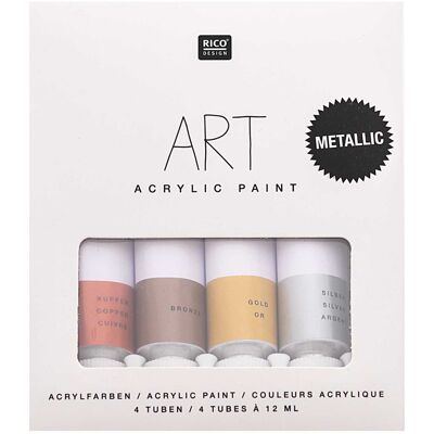 Rico Design Sada akrylových metalických barev 4x12ml - 3 ks Rico Design Sada akrylových metalických barev 4x12ml - 3 ks