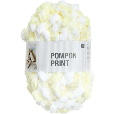 Rico design háčkovací bambulková příze POMPON Print žluto-bílá - 1 ks Rico design háčkovací bambulková příze POMPON Print žluto-bílá - 1 ks