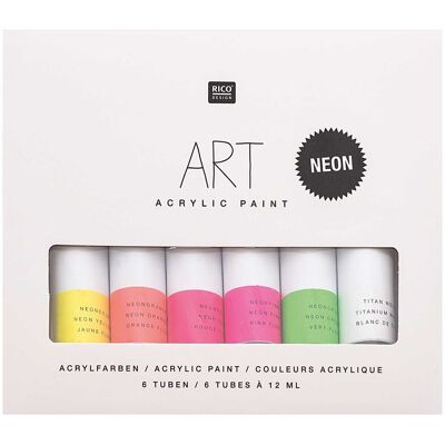 Rico Design Sada akrylových neonových barev 6x12ml - 3 ks Rico Design Sada akrylových neonových barev 6x12ml - 3 ks