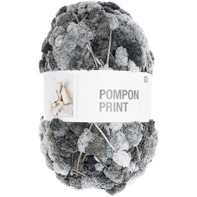 Rico design háčkovací bambulková příze POMPON Print šedý mix - 1 ks Rico design háčkovací bambulková příze POMPON Print šedý mix - 1 ks
