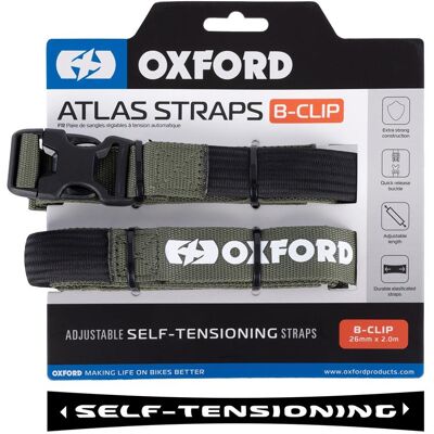 OXFORD přepravní popruhy ATLAS B-CLIP 26mm x 2M 2 kusy v sadě barva zelená (khaki) ( ) OXFORD přepravní popruhy ATLAS B-CLIP 26mm x 2M 2 kusy v sadě barva zelená (khaki) ( )
