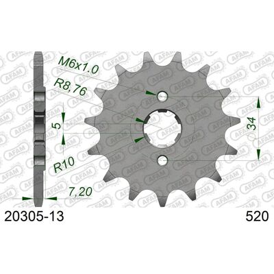 AFAM - 20305 - 13 zubů - 520 - řetězové kolo AFAM - 20305 - 13 zubů - 520 - řetězové kolo