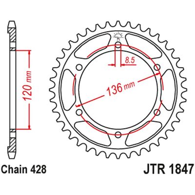 JT SPROCKETS JT zadní řetězové kolečko 4324 46 YAMAHA TDR 125 '93-'99 (432446JT) (řetěz 428) ( ) JT SPROCKETS JT zadní řetězové kolečko 4324 46 YAMAHA TDR 125 '93-'99 (432446JT) (řetěz 428) ( )