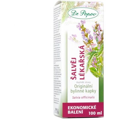 Šalvěj lékařská, originální bylinné kapky, 100 ml Dr. Popov Šalvěj lékařská, originální bylinné kapky, 100 ml Dr. Popov
