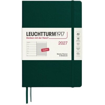 Leuchtturm1917 Týdenní plánovač & Zápisník Forest Green, Medium A5 2027, anglicky Leuchtturm1917 Týdenní plánovač & Zápisník Forest Green, Medium A5 2027, anglicky