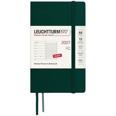 Leuchtturm1917 Týdenní plánovač & Zápisník Forest Green, Pocket A6 2027, Softcover, anglicky Leuchtturm1917 Týdenní plánovač & Zápisník Forest Green, Pocket A6 2027, Softcover, anglicky