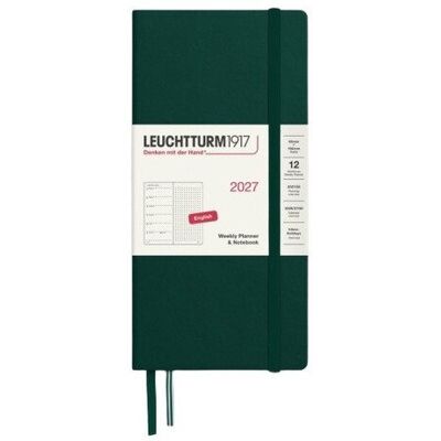 Leuchtturm1917 Týdenní plánovač & Zápisník Forest Green, tečkovaný Wallet B6+ x A6 2027, anglicky Leuchtturm1917 Týdenní plánovač & Zápisník Forest Green, tečkovaný Wallet B6+ x A6 2027, anglicky