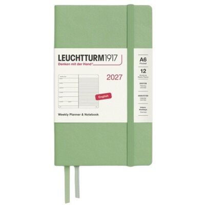 Leuchtturm1917 Týdenní plánovač & Zápisník Sage, Pocket A6 2027, anglicky Leuchtturm1917 Týdenní plánovač & Zápisník Sage, Pocket A6 2027, anglicky