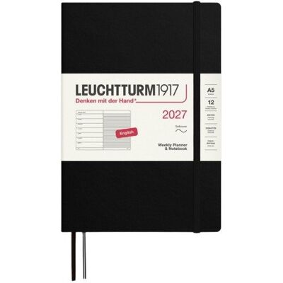 Leuchtturm1917 Týdenní plánovač & Zápisník Black, Medium A5 2027, Softcover, anglicky Leuchtturm1917 Týdenní plánovač & Zápisník Black, Medium A5 2027, Softcover, anglicky