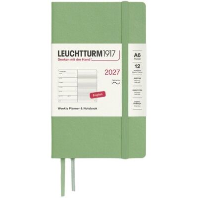 Leuchtturm1917 Týdenní plánovač & Zápisník Sage, Pocket A6 2027, Softcover, anglicky Leuchtturm1917 Týdenní plánovač & Zápisník Sage, Pocket A6 2027, Softcover, anglicky
