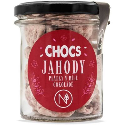 NATU CHOCS Jahody plátky v 30% bílé čokoládě 80g NATU CHOCS Jahody plátky v 30% bílé čokoládě 80g