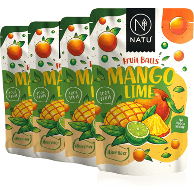 NATU Ovocné kuličky mangové s limetkou 4x90g NATU Ovocné kuličky mangové s limetkou 4x90g
