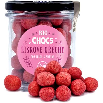 NATU CHOCS Lískové ořechy v bílé čokoládě s malinou BIO 160g NATU CHOCS Lískové ořechy v bílé čokoládě s malinou BIO 160g