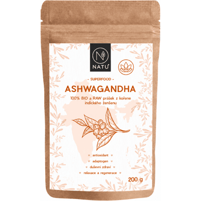 NATU Ashwagandha BIO prášek 200 g NATU Ashwagandha BIO prášek 200 g
