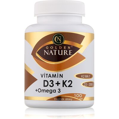 Golden Nature Vitamin D3 2000 IU+K2 MK-7+Omega 3 - Vitamíny a Dopňky stravy Golden Nature Vitamin D3 2000 IU+K2 MK-7+Omega 3 - Vitamíny a Dopňky stravy