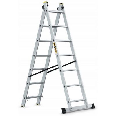 Hliníkový žebřík 2x7 příček dvoudílný DRABEST DW2-7 PRO Hliníkový žebřík 2x7 příček dvoudílný DRABEST DW2-7 PRO