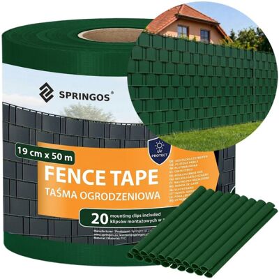 Plotová páska 19cm x 35m + spony SPRINGOS FN0008 zelená Plotová páska 19cm x 35m + spony SPRINGOS FN0008 zelená