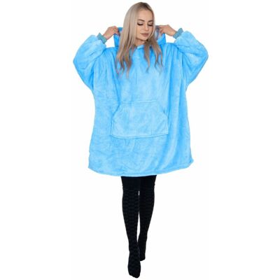 Mikinová deka SPRINGOS OVERSIZED tyrkysová Mikinová deka SPRINGOS OVERSIZED tyrkysová