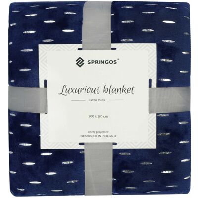 Plyšová deka 200x220 cm SPRINGOS EMBER tmavě modrá Plyšová deka 200x220 cm SPRINGOS EMBER tmavě modrá