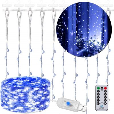 Springos LED Nano světelný závěs - 3x3m, 300LED, 8 funkcí, ovladač, USB, IP44, modrá Springos LED Nano světelný závěs - 3x3m, 300LED, 8 funkcí, ovladač, USB, IP44, modrá