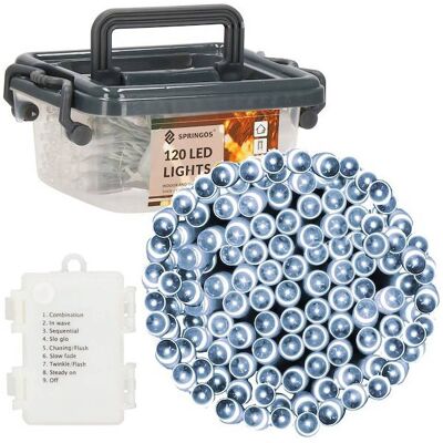 Springos Bateriové vánoční osvětlení 120 LED Chladná Bílá - Vánoční světla Springos Bateriové vánoční osvětlení 120 LED Chladná Bílá - Vánoční světla