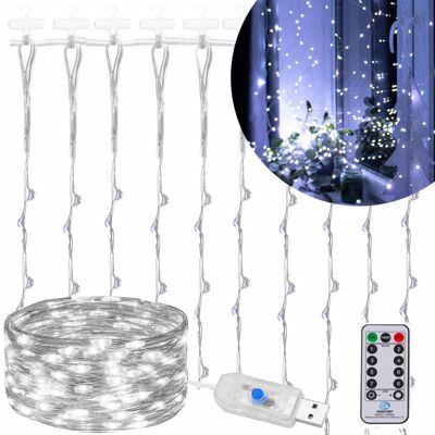 Springos LED Nano světelný závěs - 2x2m, 200LED, 8 funkcí, ovladač, USB, IP44, studená bílá Springos LED Nano světelný závěs - 2x2m, 200LED, 8 funkcí, ovladač, USB, IP44, studená bílá