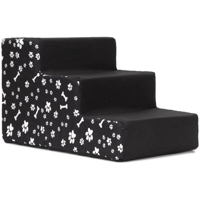 Schůdky pro psa 50x30x30 cm SPRINGOS PA0340 černé s bílými motivy Schůdky pro psa 50x30x30 cm SPRINGOS PA0340 černé s bílými motivy