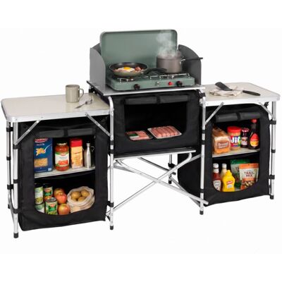 Kempingová kuchyňka se skříňkami 175x45x110cm SPRINGOS CS0188 černo-stříbrná Kempingová kuchyňka se skříňkami 175x45x110cm SPRINGOS CS0188 černo-stříbrná