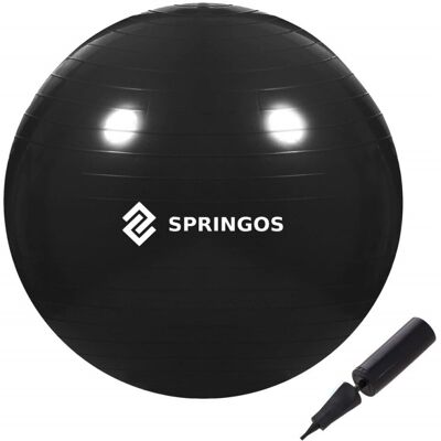 Gymnastický míč 65 cm + pumpička SPRINGOS DYNAMIC černý Gymnastický míč 65 cm + pumpička SPRINGOS DYNAMIC černý