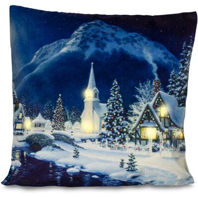 HomeLife LED svítící povlak na polštář Zimní vesnička 40 x 40 cm HomeLife LED svítící povlak na polštář Zimní vesnička 40 x 40 cm