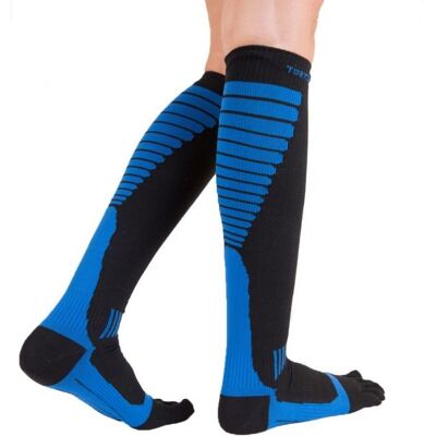 Compression Knee-High prstové kompresní podkolenky ToeToe černá / modrá S Pánské Compression Knee-High prstové kompresní podkolenky ToeToe černá / modrá S Pánské