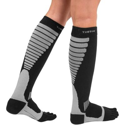 Compression Knee-High prstové kompresní podkolenky ToeToe černá / šedá S Pánské Compression Knee-High prstové kompresní podkolenky ToeToe černá / šedá S Pánské