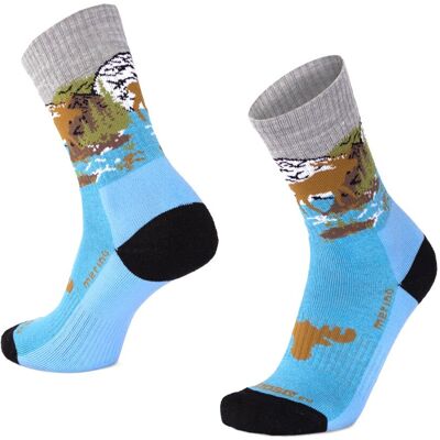 ALP ELK veselé celofroté merino ponožky Moose modrá XXL Pánské ALP ELK veselé celofroté merino ponožky Moose modrá XXL Pánské