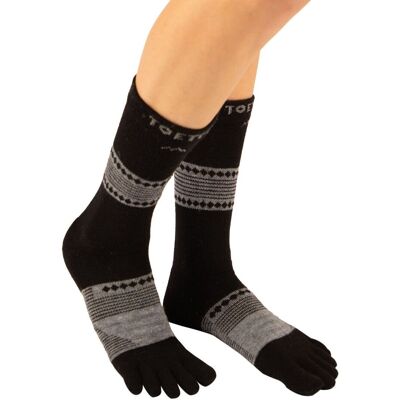 MERINO WOOL BOOT teplé vlněné ponožky ToeToe černá / šedá L Pánské MERINO WOOL BOOT teplé vlněné ponožky ToeToe černá / šedá L Pánské
