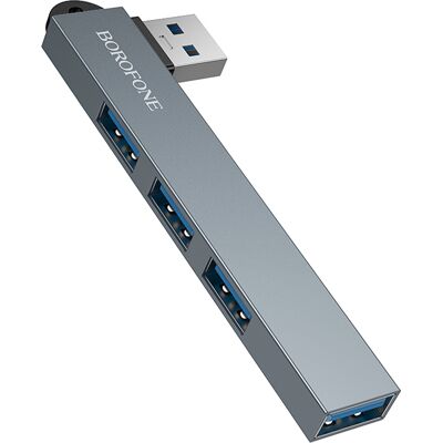 Adaptér Borofone HUB FH1 4v1 - USB - 3xUSB 2.0 + USB 3.0 - šedý Adaptér Borofone HUB FH1 4v1 - USB - 3xUSB 2.0 + USB 3.0 - šedý