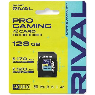 GOODRAM RIVAL paměťová karta microSD 128GB 100MB/s class 10 UHS-I V30 A2 s adaptérem SD GOODRAM RIVAL paměťová karta microSD 128GB 100MB/s class 10 UHS-I V30 A2 s adaptérem SD